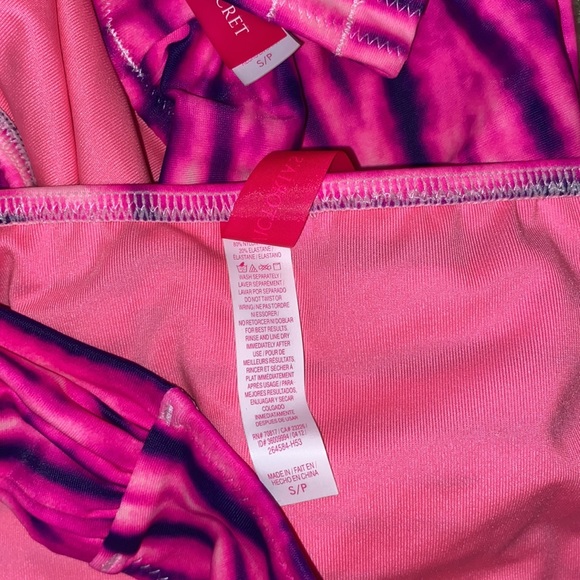 VS Hot Pink Tie Dye Bandeau Top Ruched Side Bikini - Picture 7 of 8
